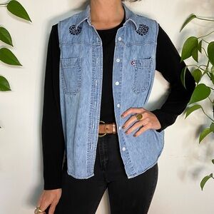 🌹 SOLD 🌹 Marigolds 🌿 Route 66 denim vest